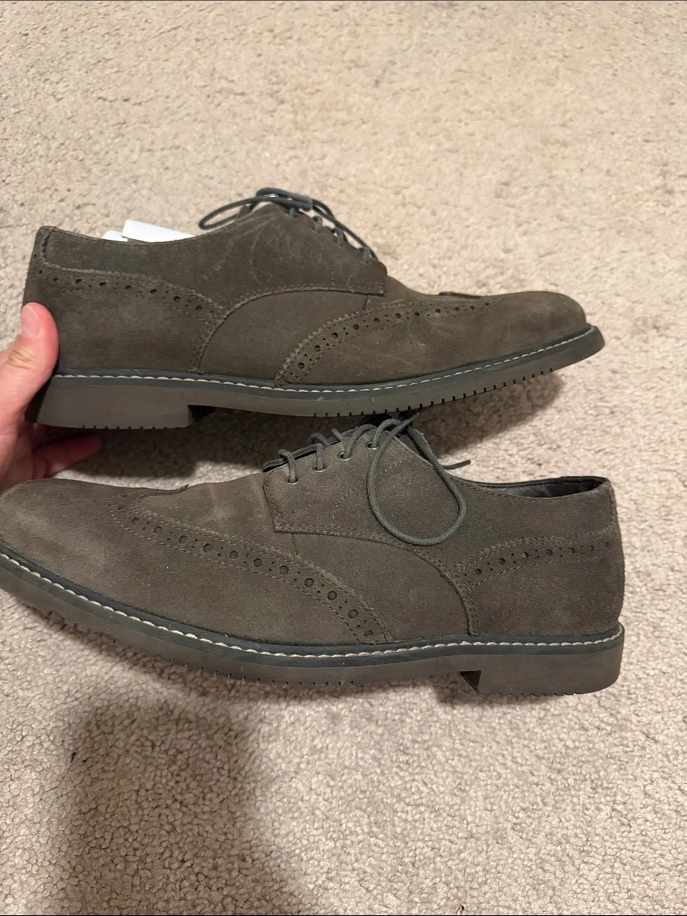 Saks Fifth Avenue Brown Suede Wingtip Derby Shoes